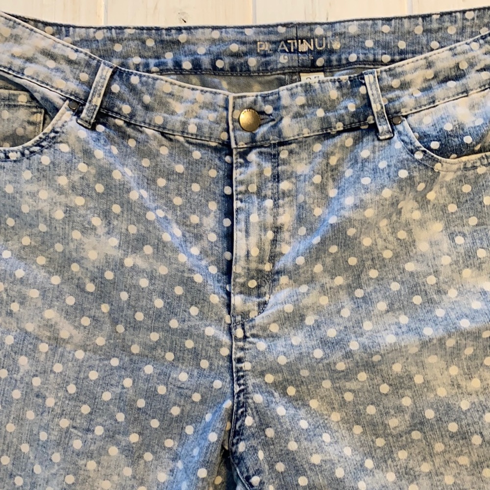 Chico’s Acid Washed Polka Dot Crop Jeans